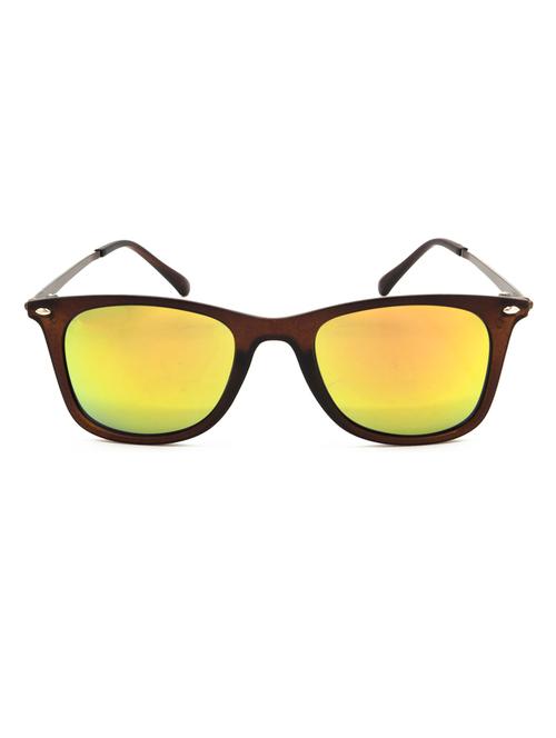 hrinkar men women boys & girls wayfarer & sunglasses brown frame, golden lens (medium) - 18243492 - Very Small Image - 1