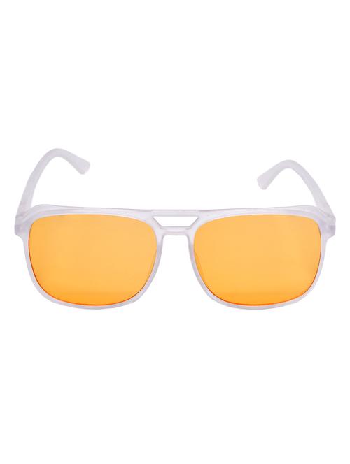 hrinkar men women boys & girls retro square & sunglasses white frame, orange lens (medium) - 18243943 - Very Small Image - 1