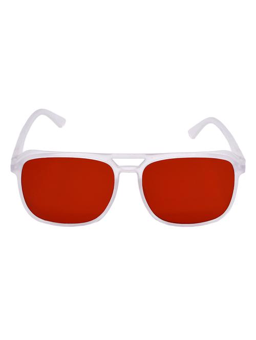 hrinkar men women boys & girls retro square & sunglasses white frame, red lens (medium) - 18243944 - Very Small Image - 1
