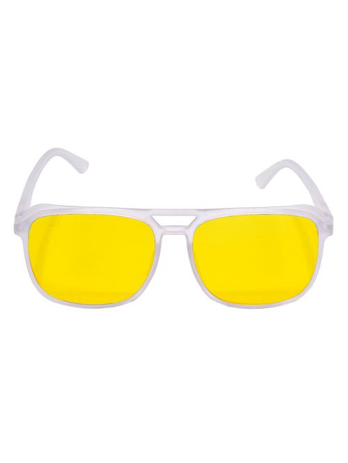 hrinkar men women boys & girls retro square & sunglasses white frame, yellow lens (medium) - 18243945 - Very Small Image - 1