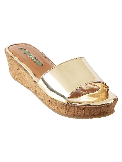 gold synthetic slip on sandals - 18244232 - Very Small Image - 1