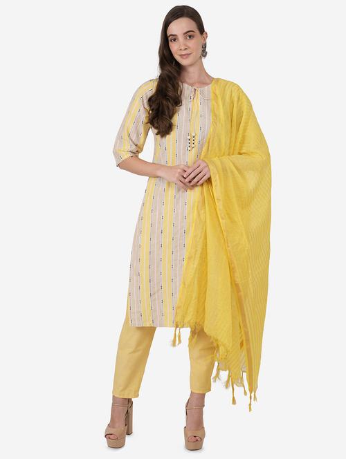yellow cotton suit set - 18244249 - Very Small Image - 1