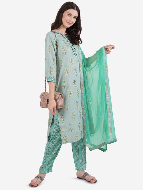 green rayon suit set - 18244275 - Very Small Image - 1
