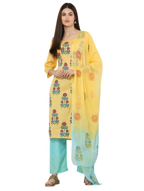 yellow rayon suit set - 18244283 - Very Small Image - 1