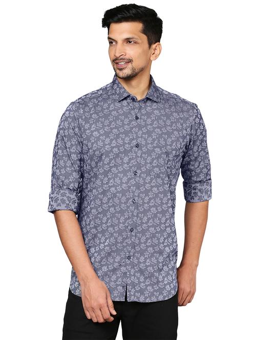 blue printed casual shirt - 18244339 - Very Small Image - 1