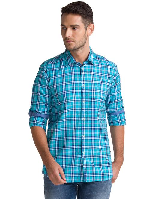 turquoise checkered casual shirt - 18244379 - Very Small Image - 1
