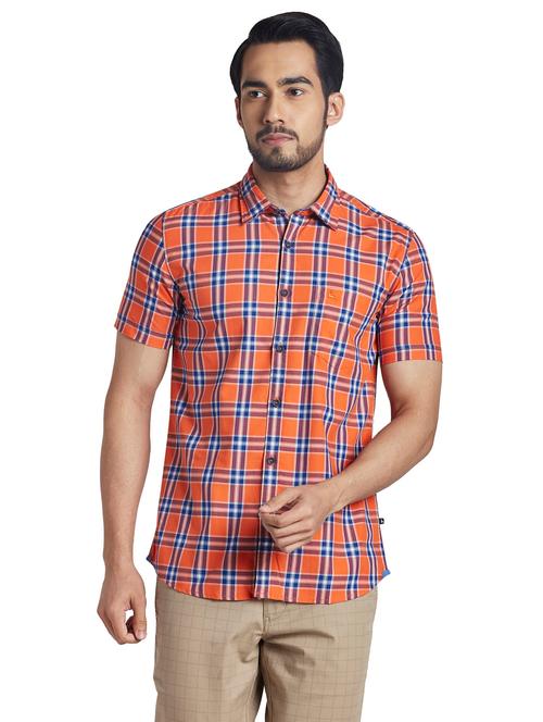 orange checkered casual shirt - 18244406 - Very Small Image - 1