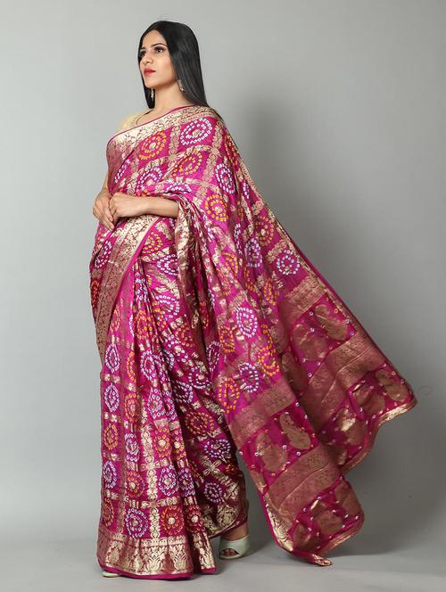 pink silk bordered saree with blouse - 18244526 - Very Small Image - 1