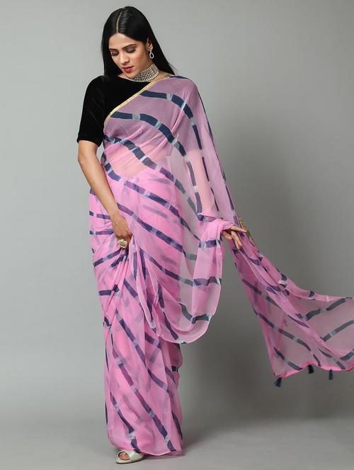 leheriya printed saree with blouse - 18244547 - Very Small Image - 1