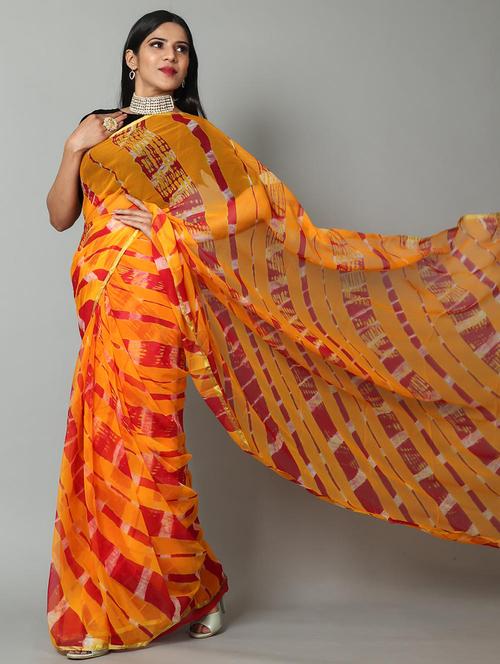 leheriya printed saree with blouse - 18244550 - Very Small Image - 1