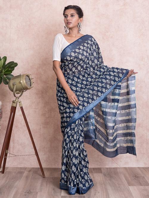 dabu printed saree with blouse - 18244578 - Very Small Image - 1