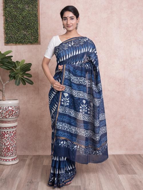 dabu printed saree with blouse - 18244585 - Very Small Image - 1