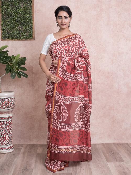 dabu printed saree with blouse - 18244588 - Very Small Image - 1