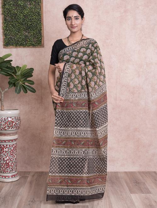 bagru printed saree with blouse - 18244601 - Very Small Image - 1