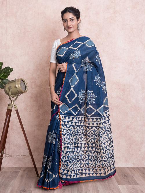dabu printed saree with blouse - 18244607 - Very Small Image - 1