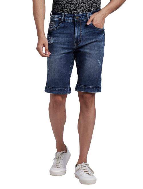 navy-blue distressed denim short - 18244649 - Very Small Image - 1