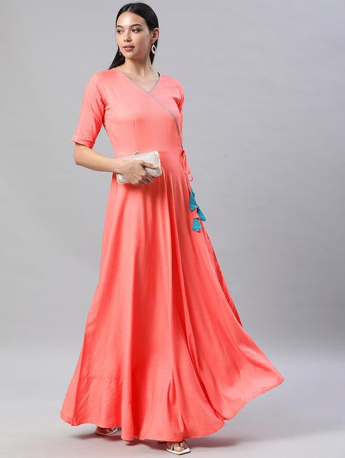 v-neck printed fit & flare dress - 18244680 - Very Small Image - 1
