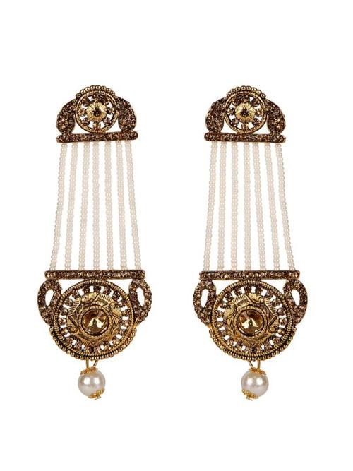 ladies earrings gold plated white color - 18244695 - Very Small Image - 1