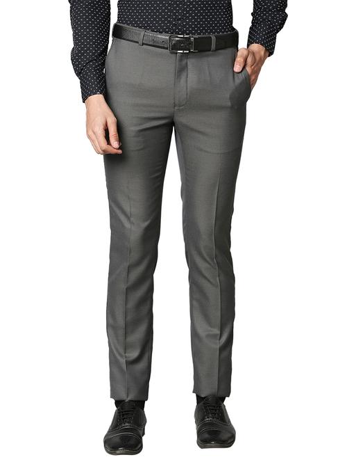 grey solid casual trouser - 18244711 - Very Small Image - 1