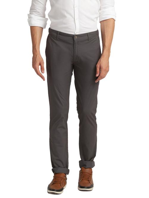 grey solid casual trouser - 18244712 - Very Small Image - 1