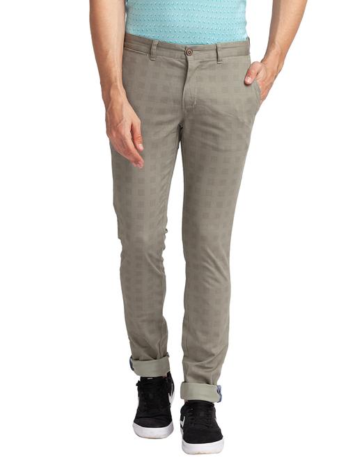 olive checkered casual trouser - 18244716 - Very Small Image - 1