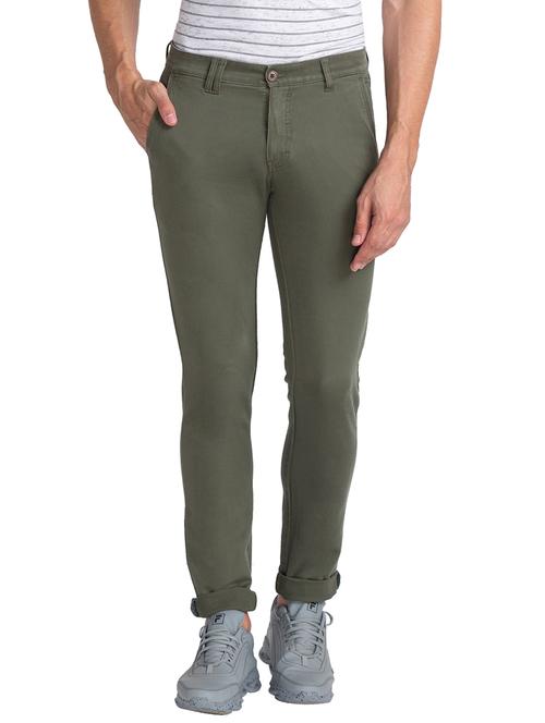 olive-green solid casual trouser - 18244756 - Very Small Image - 1