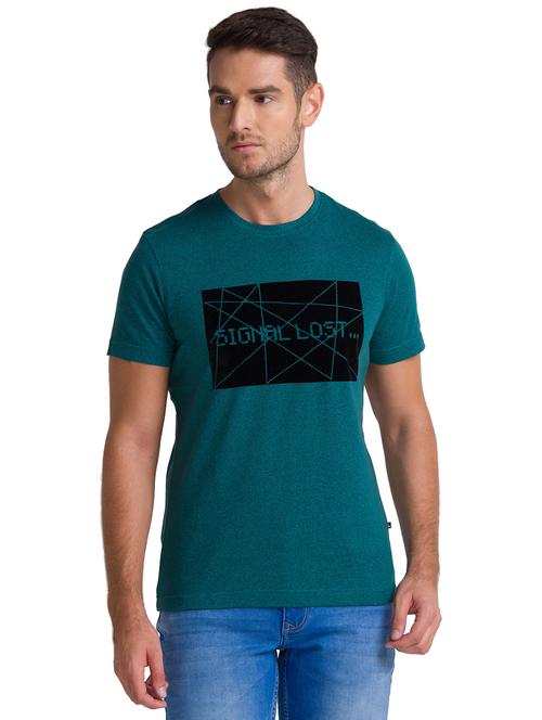 teal chest-printed t-shirt - 18244773 - Very Small Image - 1