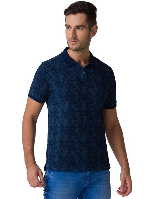 navy-blue printed polo t-shirt - 18244775 - Very Small Image - 1