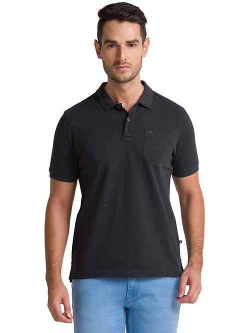 charcoal-grey solid polo t-shirt - 18244790 - Very Small Image - 1