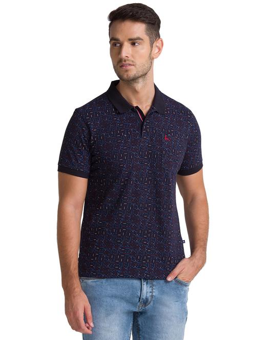 navy-blue printed polo t-shirt - 18244803 - Very Small Image - 1