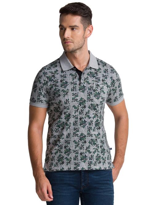 grey printed polo t-shirt - 18244814 - Very Small Image - 1