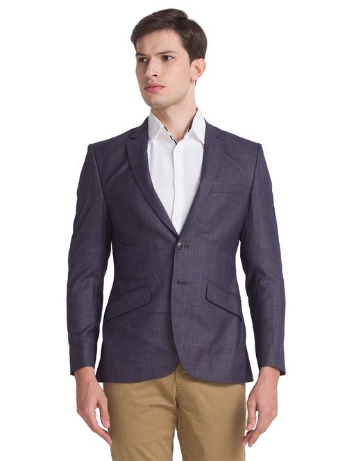 navy-blue houndstooth casual blazer - 18244838 - Very Small Image - 1