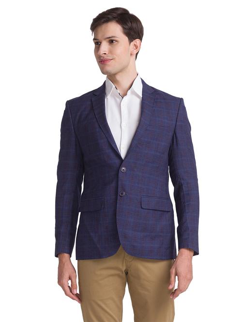 navy-blue checkered casual blazer - 18244843 - Very Small Image - 1