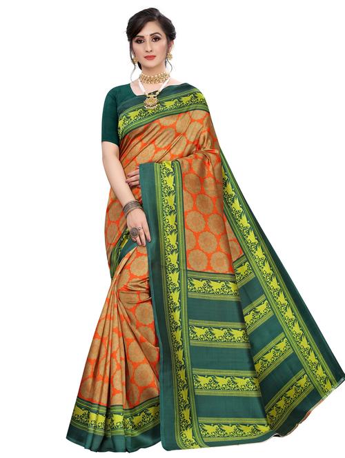 orange art silk mysore saree with blouse - 18244913 - Very Small Image - 1