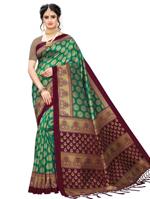 green art silk bhagalpuri saree with blouse - 18244976 - Very Small Image - 1
