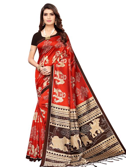 red banarasi saree - 18244994 - Very Small Image - 1