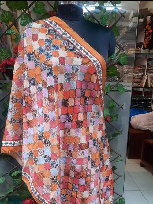 musllin silk fabric, beautiful prints with - 18245459 - Very Small Image - 1