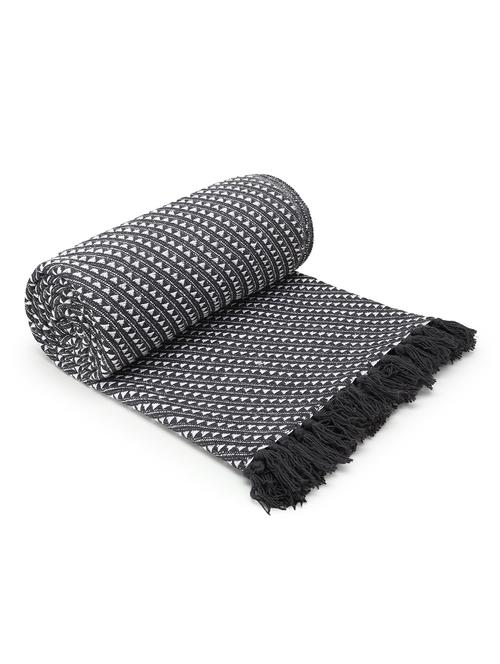 mezposh acoustic grey & white geometric pattern polycotton sofa throw (210 x 160 cm) - 18246234 - Very Small Image - 1