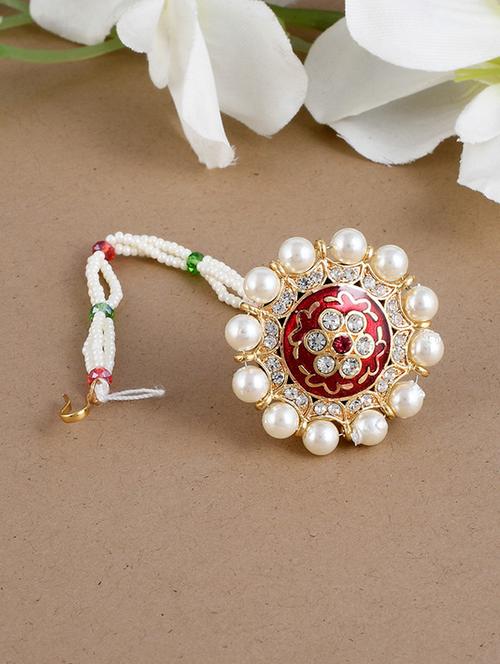 white brass maang teekas & passa - 18246435 - Very Small Image - 1