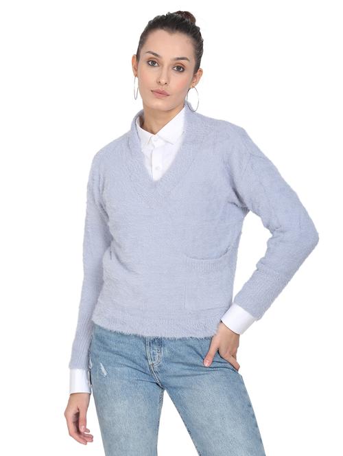 v-neck solid pullover - 18246488 - Very Small Image - 1