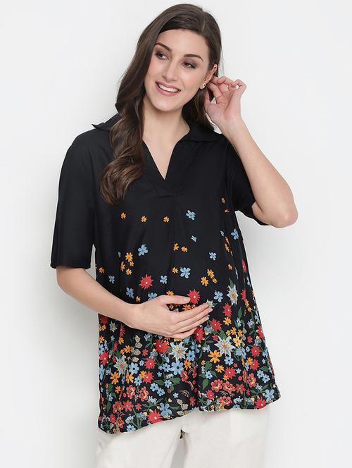 shirt collar floral top - 18246573 - Very Small Image - 1