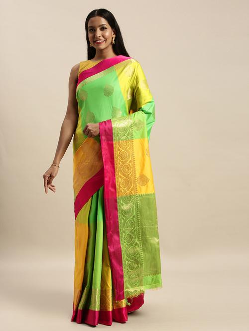 women's self design multi colored saree with blouse - 18246695 - Very Small Image - 1
