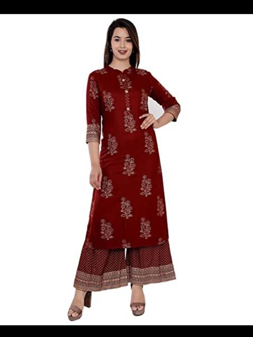 ladies cotton palazzo set red color - 18246894 - Very Small Image - 1