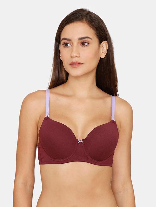 maroon solid t-shirt bra - 18247024 - Very Small Image - 1