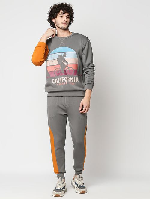 grey chest-printed track suit - 18247148 - Very Small Image - 1