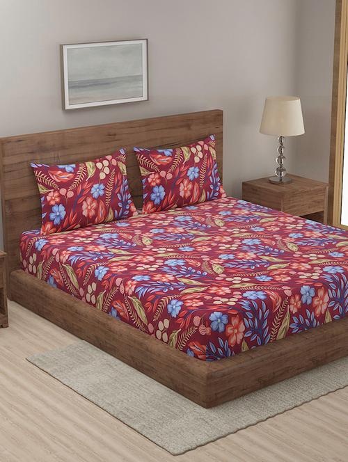 maroon cotton blend bedsheet - 18247670 - Very Small Image - 1