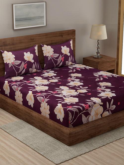 purple cotton blend bedsheet - 18247679 - Very Small Image - 1