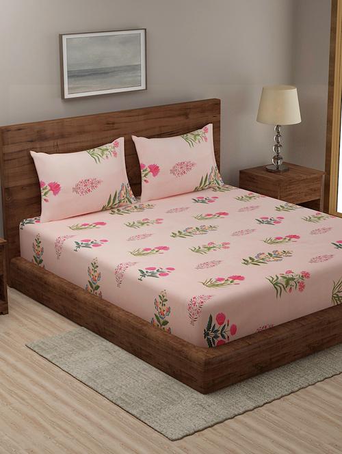 pink cotton blend bedsheet - 18247690 - Very Small Image - 1