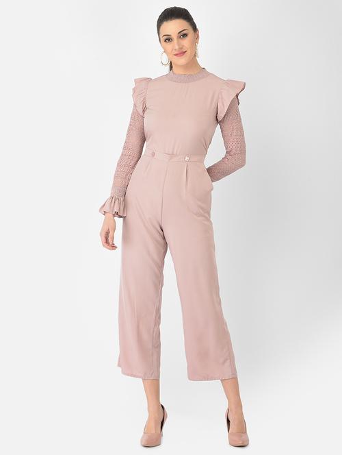 frill detail solid full leg jumpsuit - 18248237 - Very Small Image - 1