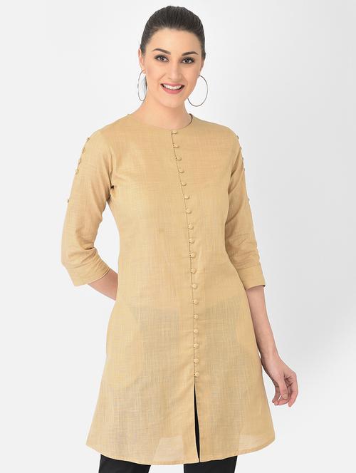 round neck solid a-line tunic - 18248256 - Very Small Image - 1